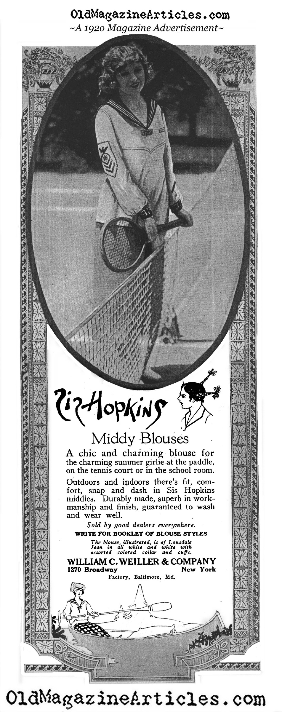 Girl's Tennis Blouse (Magazine Advertisement, 1920)